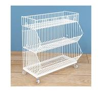 YKMYXZ, Cestas de Alambre Grandes de 2, 3, 4 y 5 Niveles, estanterías móviles for supermercados y expositores for Tiendas.(White,35.43x17.72x31.50in)