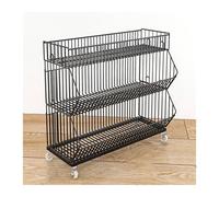 YKMYXZ, Cestas de Alambre Grandes de 2, 3, 4 y 5 Niveles, estanterías móviles for supermercados y expositores for Tiendas.(Black,23.62x17.72x31.50in)