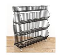 YKMYXZ, Cestas de Alambre Grandes de 2, 3, 4 y 5 Niveles, estanterías móviles for supermercados y expositores for Tiendas.(Black,47.24x17.72x43.31in)