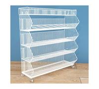 YKMYXZ, Cestas de Alambre Grandes de 2, 3, 4 y 5 Niveles, estanterías móviles for supermercados y expositores for Tiendas.(White,47.24x17.72x55.12in)