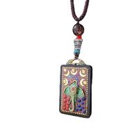 YKMYXZ， Colgante Thangka de Nepal for Hombre, Verde, Madre, Manjusri, ébano, Buda, Collar Retro, Cadena de Lana, Colgante, Amuleto Femenino, patrón, Suerte(Nepal 0001 Elephant)