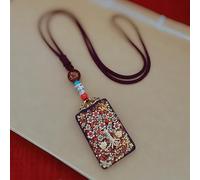 YKMYXZ， Colgante Thangka de Nepal for Hombre, Verde, Madre, Manjusri, ébano, Buda, Collar Retro, Cadena de Lana, Colgante, Amuleto Femenino, patrón, Suerte(Nepal 039 S Red for)
