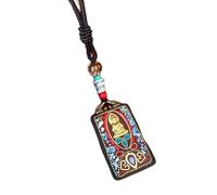 YKMYXZ， Colgante Thangka de Nepal for Hombre, Verde, Madre, Manjusri, ébano, Buda, Collar Retro, Cadena de Lana, Colgante, Amuleto Femenino, patrón, Suerte(Nepal Guanyin)