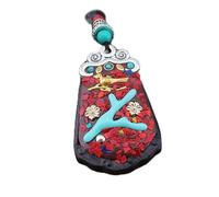 YKMYXZ， Colgante y Collar Vintage de Thangka de ébano Pingan Budista Largo de Nepal, Estilo étnico Bohemio, Bohemio, Buda, joyería de la Suerte for Mujeres y Hombres.(Style1)