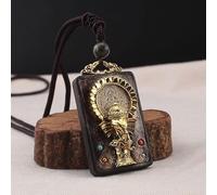 YKMYXZ， Collar con Colgante de Elefante de ébano, Estatua de Buda Thangka de Nepal Antiguo Vintage de Moda, exótico, for Hombres y Mujeres, Cadena de suéter