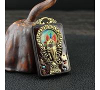 YKMYXZ， Collar con Colgante de Elefante de ébano, Estatua de Buda Thangka de Nepal, Estilo Vintage, Estilo exótico, for Cadena.(Pendant Accessories 01)