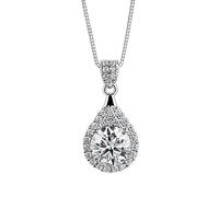 YKMYXZ, Collar con colgante de moissanita de 1 quilate de corte redondo, color D, collar de diamantes VVS1 for mujer, collar de plata de ley 925 for mujer con certificado(White)