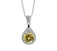 YKMYXZ, Collar con colgante de moissanita de 1 quilate de corte redondo, color D, collar de diamantes VVS1 for mujer, collar de plata de ley 925 for mujer con certificado(Yellow)