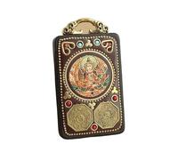 YKMYXZ， Collar de ébano Thangka Tibetano Retro de Nepal Hecho a Mano, Colgante de Estilo Nacional Caishen Amarillo Tathagata del Gran Día, Regalo Colgante(Penfant3)