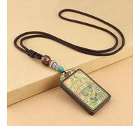 YKMYXZ， Collar de ébano Thangka Tibetano Retro de Nepal Hecho a Mano, Colgante de Estilo Nacional Caishen Amarillo Tathagata del Gran Día, Regalo Colgante(2)