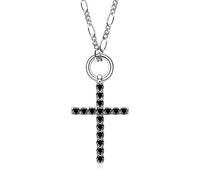 YKMYXZ, Collar de moissanita con cruz negra for hombre, collar de diamantes VVS1 de Color D, colgante de Hip Hop con certificado