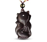 YKMYXZ, Collar de mujer con colgante de zorro de obsidiana