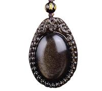 YKMYXZ, Collar de obsidiana natural para hombres y mujeres para reclutar dinero y transportar joyas finas de cristal, talla única, Obsidiana, Ágata