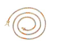 YKMYXZ, Collar de tenis colorido de 0.079 in for mujer chapado en oro de 18 quilates de corte redondo con diamantes de laboratorio, cadena de tenis con circonita cúbica for mujer, joyería de fiesta de