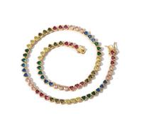 YKMYXZ, Collar de tenis colorido de 0.157 x 0.157 in for mujer chapado en oro de 18 quilates con corte de corazón, collar de diamantes de oro de laboratorio, cadena de circonita cúbica for mujer, coll