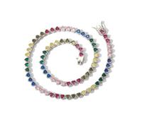YKMYXZ, Collar de tenis colorido de 4 * 4 mm for mujer Chapado en oro de 18 quilates con corte de corazón Collar de diamantes de oro de laboratorio Cadena Collares con circonita cúbica for mujer Colla