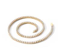 YKMYXZ, Collar de tenis de 0.157 in blanco/oro for mujeres y hombres - Collar de diamantes de imitación chapado en oro blanco de 18 quilates for mujer con gemas de corte redondo, cadenas de tenis(Gold