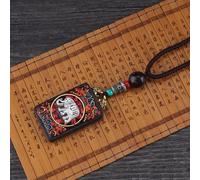 YKMYXZ， Collar Thangka de sándalo Negro Hecho a Mano, Estilo étnico, con 30 diseños, Colgante de Elefante, Dios Bagua, Marca Toem, Estilo exótico.