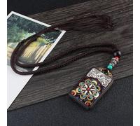 YKMYXZ， Collar Thangka de sándalo Negro Hecho a Mano, Estilo étnico, con 30 diseños, Colgante de Elefante, Dios Bagua, Marca Toem, Estilo exótico.