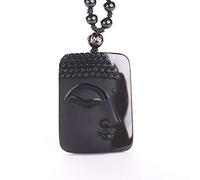 YKMYXZ, Collar Vintage de obsidiana, colgante de Jade negro, colgante de Cabeza de Buda for mujeres y hombres, joyería de Jade