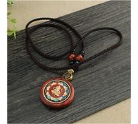 YKMYXZ， Collar Vintage Hecho a Mano con Colgante de Thangka de sándalo, Sangre de Loto y Elefante, de Nepal, for Hombres y Mujeres, joyería de la Suerte.(24)