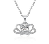 YKMYXZ, Collares de corona de moissanita for mujer, 1 CT D Color VVS1 collares de diamantes amarillo/azul/rosa, joyería de plata de ley 925, regalos for mujeres con certificado(Clear)