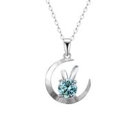 YKMYXZ, Collares de diamantes de moissanita amarillo/azul/rosa for mujer, collares con colgante de conejo de moissanita de color D de 1 CT VVS1, joyería de plata de ley 925, regalos for mujeres con ce