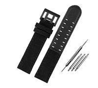 YKMYXZ Correa de reloj Correa de reloj de nailon de cuero genuino for hombre(Black black,22mm)