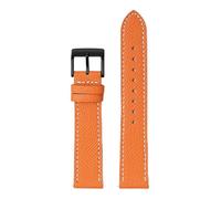 YKMYXZ Correa de reloj Correa de reloj de piel de becerro Correa de reloj de liberación rápida Correa de pulsera con patrón de palma hecha a mano(Orange wh line,18mm)