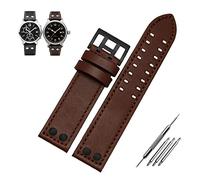 YKMYXZ Correa de reloj de cuero genuino Correa de reloj Hebilla de botón(B brown black,20mm)