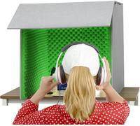 YKMYXZ， Equipo de grabación portátil con cabina de sonido, sala de aislamiento acústico for estudio en casa, cubo de espuma for micrófono, for grabación de audio con calidad de estudio.(Green)
