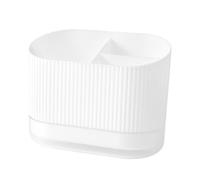 YKMYXZ, Escurridor de cucharas, palillos y tenedores, organizador de cubiertos con 3 compartimentos y bloque de cuchillos.(White)