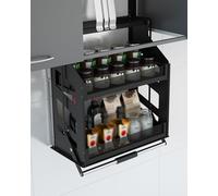 YKMYXZ, Estante abatible for gabinetes Superiores, for Botellas de condimentos y Platos de Especias, Cesta abatible for gabinete Alto.(D 28cm/11in,W 35cm/13.8in)