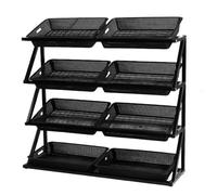 YKMYXZ, Estante de Almacenamiento de cestas for Tiendas minoristas de 43'' de Alto for Papas, cebollas y Productos de conveniencia, con Boca biselada.(Black)