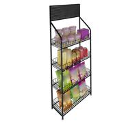 YKMYXZ, Estante de exhibición de refrigerios de 4 Niveles con 10 Ganchos, estantes de exhibición minoristas de Metal, Estante Organizador de Carrito de refrigerios(Black)