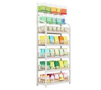 YKMYXZ, Estante de exhibición de refrigerios de 5 Niveles, de Metal, con Ruedas y 10 Ganchos, for Frutas y refrigerios, Carrito Organizador.(White,60x27x166cm)