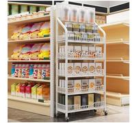 YKMYXZ, Estante de exhibición de refrigerios de 5 Niveles, estantes de exhibición minorista con 15 Ganchos y 4 Ruedas, Estante de refrigerios de Metal(White,60x27x165cm)