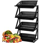 YKMYXZ, Estante de exhibición minorista de 4 Niveles, Cesta for almacenar Frutas y Verduras, Estante de Almacenamiento de Cocina for exhibidores minoristas de supermercados(Black,Single)