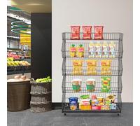 YKMYXZ, Estante de exhibición minorista de 5 Niveles con Ruedas, exhibición de Puesto de Mercado, Almacenamiento y organización de Dulces/Caramelos/Snacks(Black)