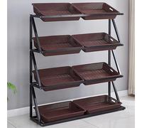 YKMYXZ, Estantería de 4 Niveles for Frutas y Verduras de supermercado, Expositor for Tiendas de conveniencia, Expositor de Snacks(Brown,Double)