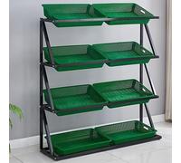 YKMYXZ, Estantería de 4 Niveles for Frutas y Verduras de supermercado, Expositor for Tiendas de conveniencia, Expositor de Snacks(Green,Double)