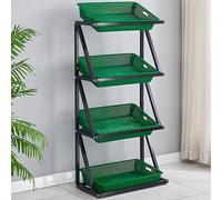 YKMYXZ, Estantería de 4 Niveles for Frutas y Verduras de supermercado, Expositor for Tiendas de conveniencia, Expositor de Snacks(Green,Single)
