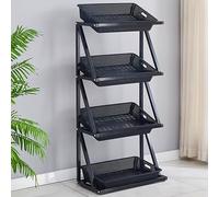 YKMYXZ, Estantería de 4 Niveles for Frutas y Verduras de supermercado, Expositor for Tiendas de conveniencia, Expositor de Snacks(Black,Single)