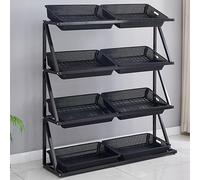 YKMYXZ, Estantería de 4 Niveles for Frutas y Verduras de supermercado, Expositor for Tiendas de conveniencia, Expositor de Snacks(Black,Double)