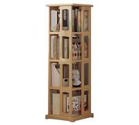 YKMYXZ Estantería giratoria de Piso, estantería Madera Maciza, Almacenamiento móvil for Sala Estar, Amplio Espacio for un fácil(Wood Color,130.6 * 36cm)