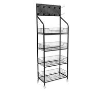 YKMYXZ, Expositor de 4 estantes for Snacks, 26 cm de Ancho, con Ruedas y Soporte for Cabezal.(Black)