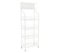 YKMYXZ, Expositor de 4 estantes for Snacks, 26 cm de Ancho, con Ruedas y Soporte for Cabezal.(White)