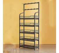 YKMYXZ, Expositor de 4 Niveles for Venta minorista, Estante metálico for almacenar Dulces y Snacks, Organizador de Snacks, Expositor for Snacks, Frutas y Herramientas.(Black,5 Tier 60x27x166cm)
