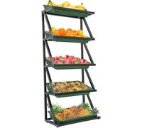 YKMYXZ, Expositor de 5 Niveles for Frutas y Verduras, Ideal for Tiendas minoristas, Dulces y Snacks, con 5 o 10 cestas.(Green,Single)