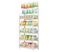 YKMYXZ, Expositor de Patatas Fritas, Expositor metálico de Suelo for Aperitivos y Dulces con 10 Ganchos(White,5 Tiers 60x27x166cm)